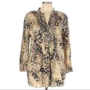 JM Collection 12 tan 3/4 sleeve Cotton tunic top